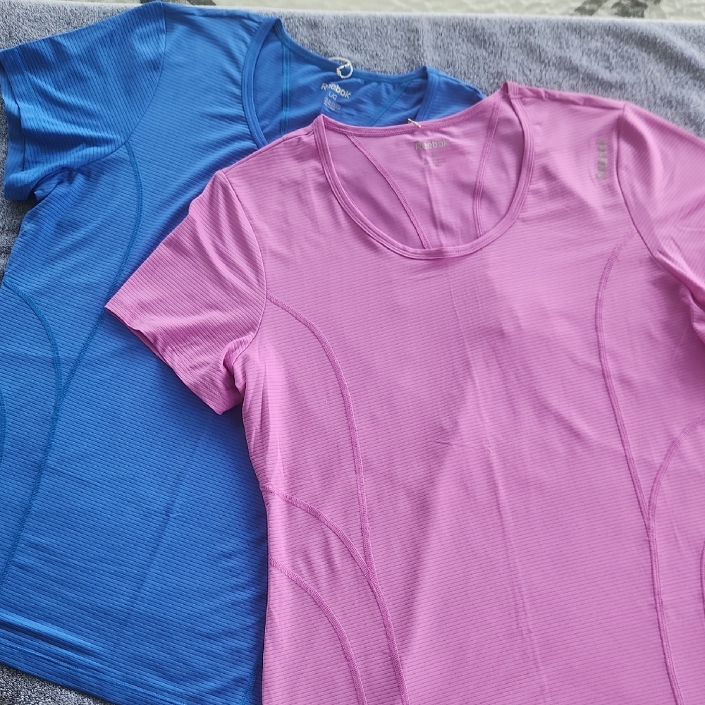 Reebok Active Wear Tops in Blue & Pink. Never Worn. 2 For $20.